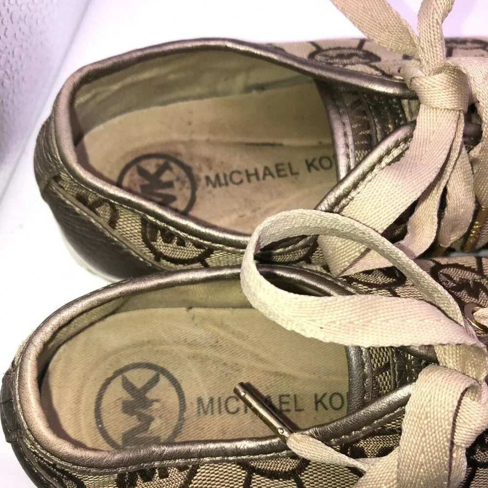 Michael Kors Womens Sz 6 M Lace Up Logo Signature Fashion Shoes Low Top Sneakers